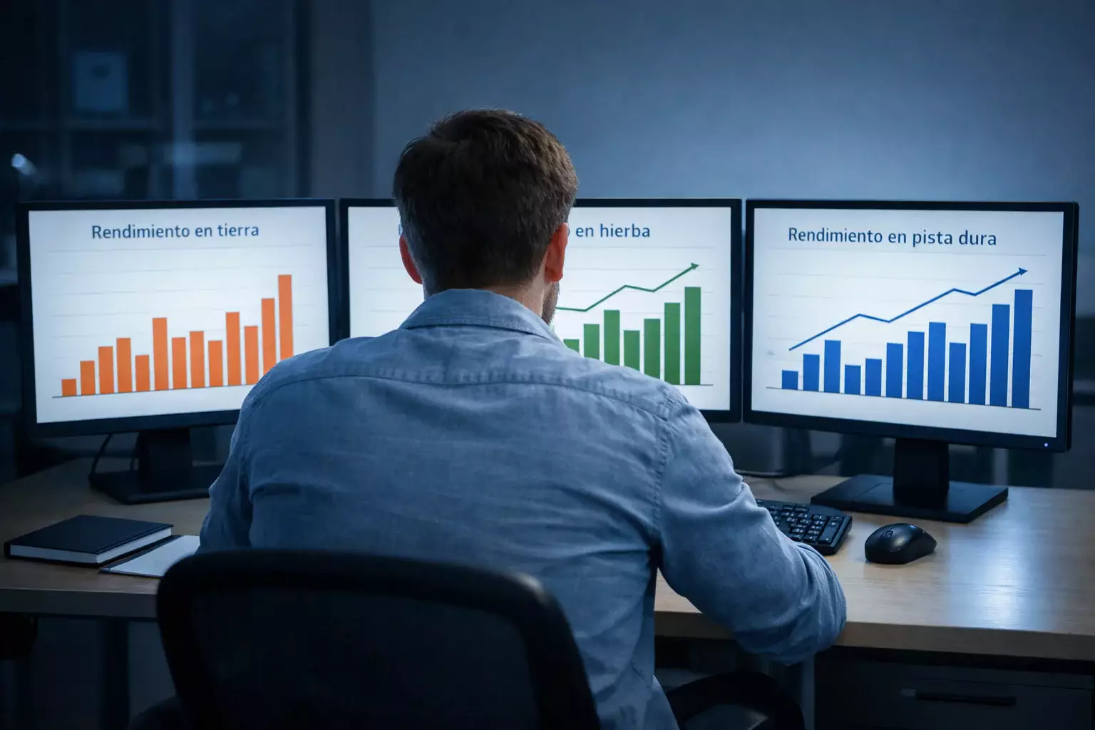 Analista comparando rendimiento de jugadores en diferentes superficies