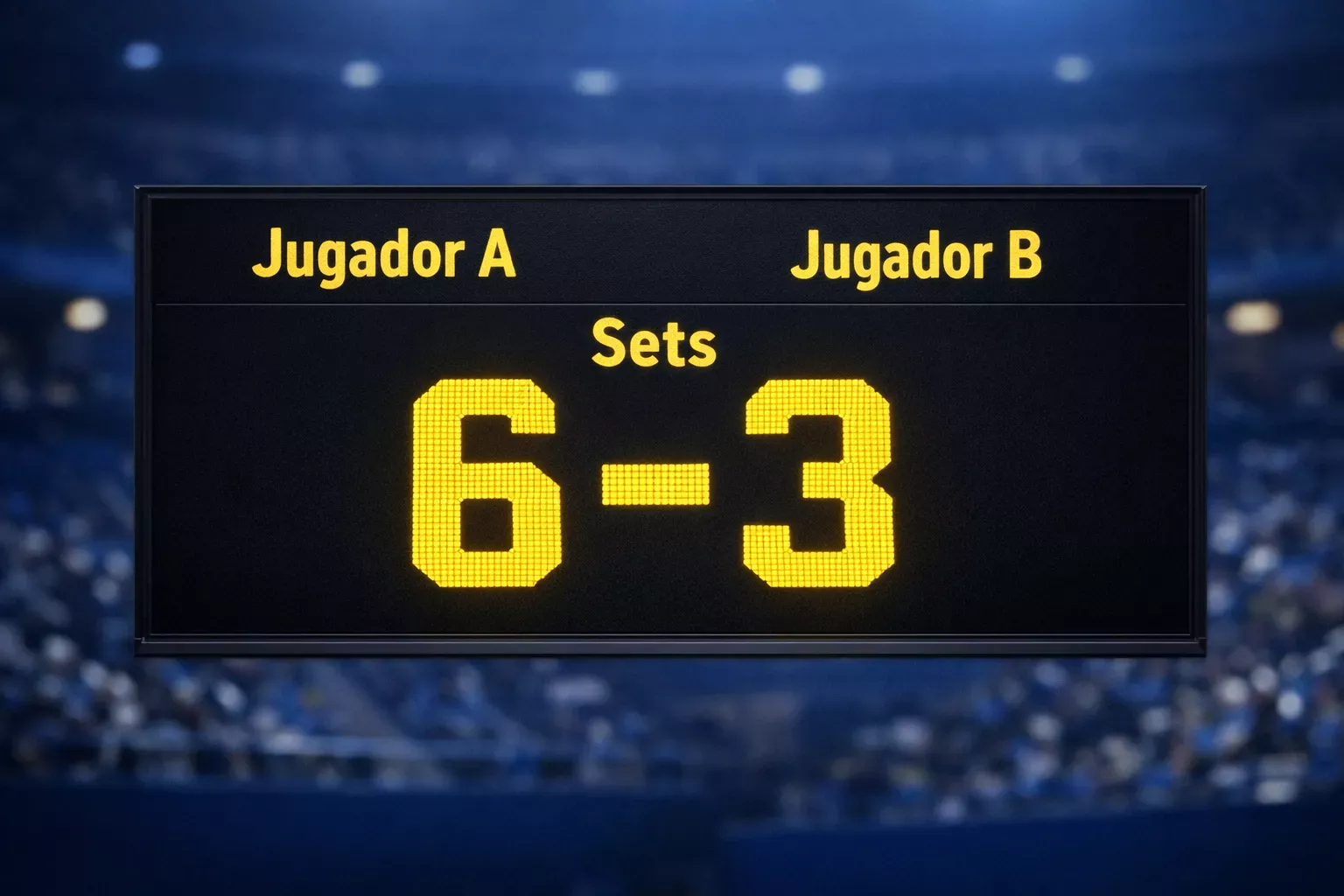 Marcador de tenis mostrando ventaja amplia de un jugador