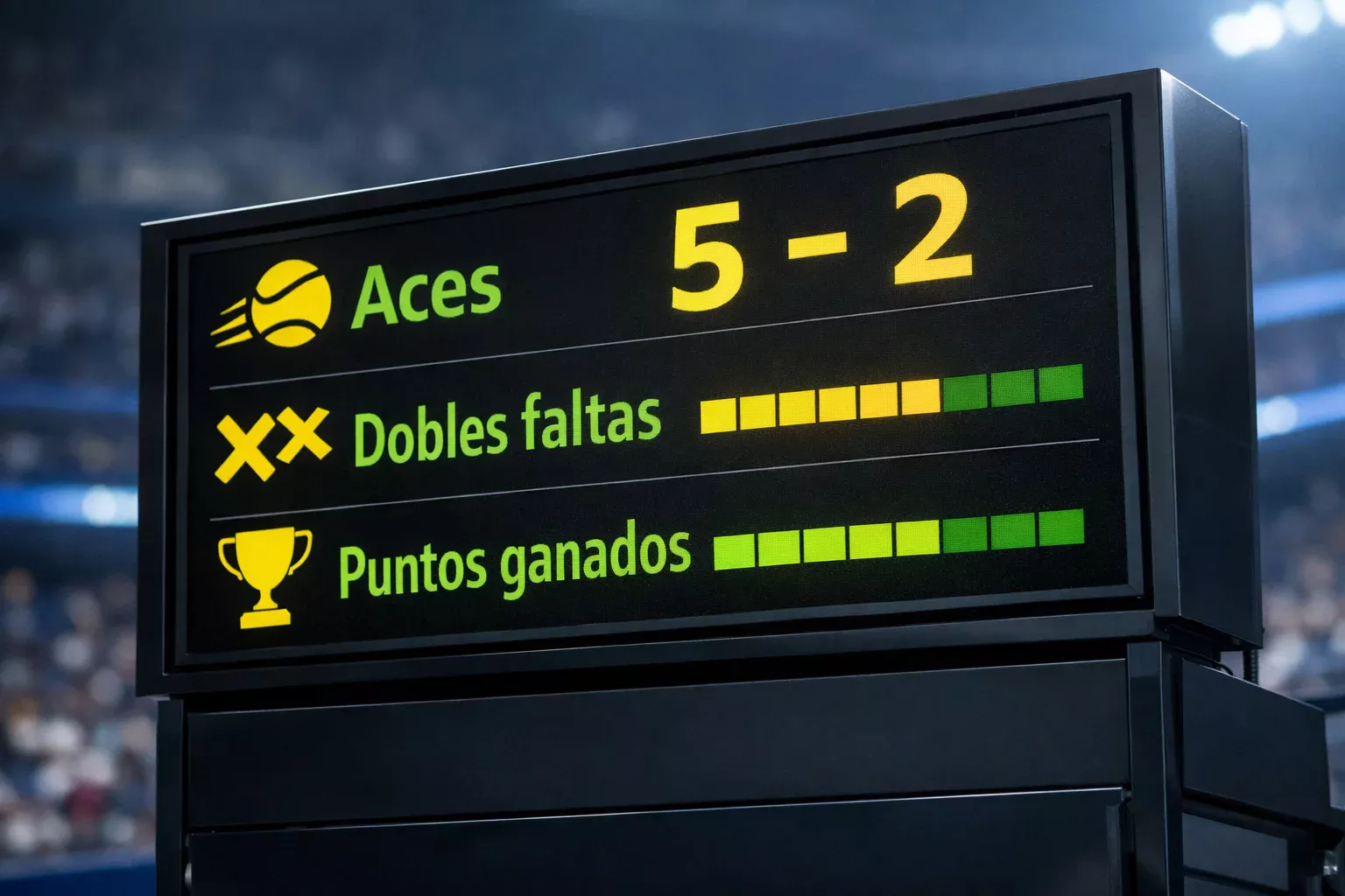 Tablero electrónico con diferentes mercados de apuestas en tenis